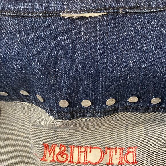 RTB Real Tough Babe Embroidered Denim Vest MEDIUM Embellished Bitchism - Picture 9 of 10